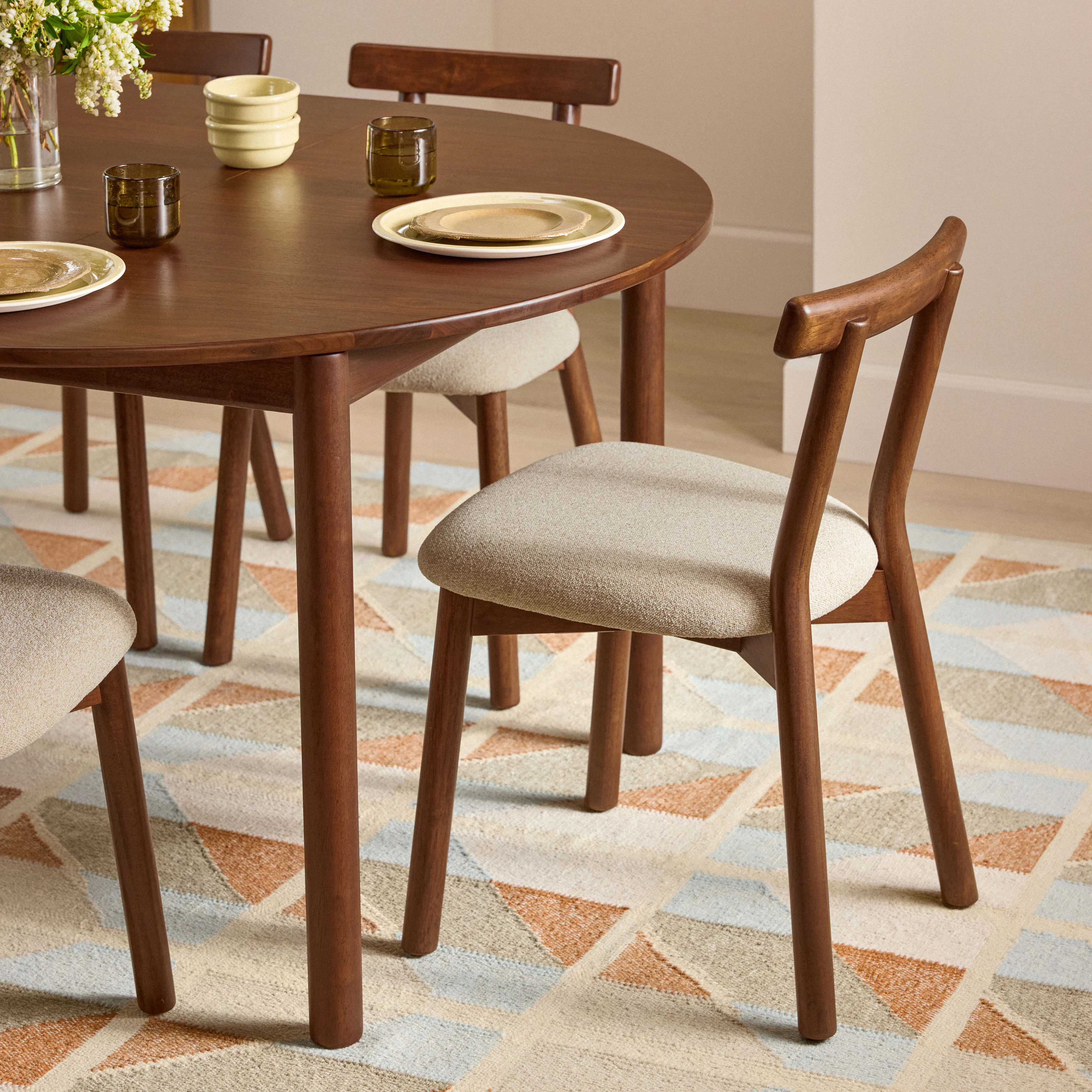 Ulka Dining Chair - Walnut and Ratine Buff