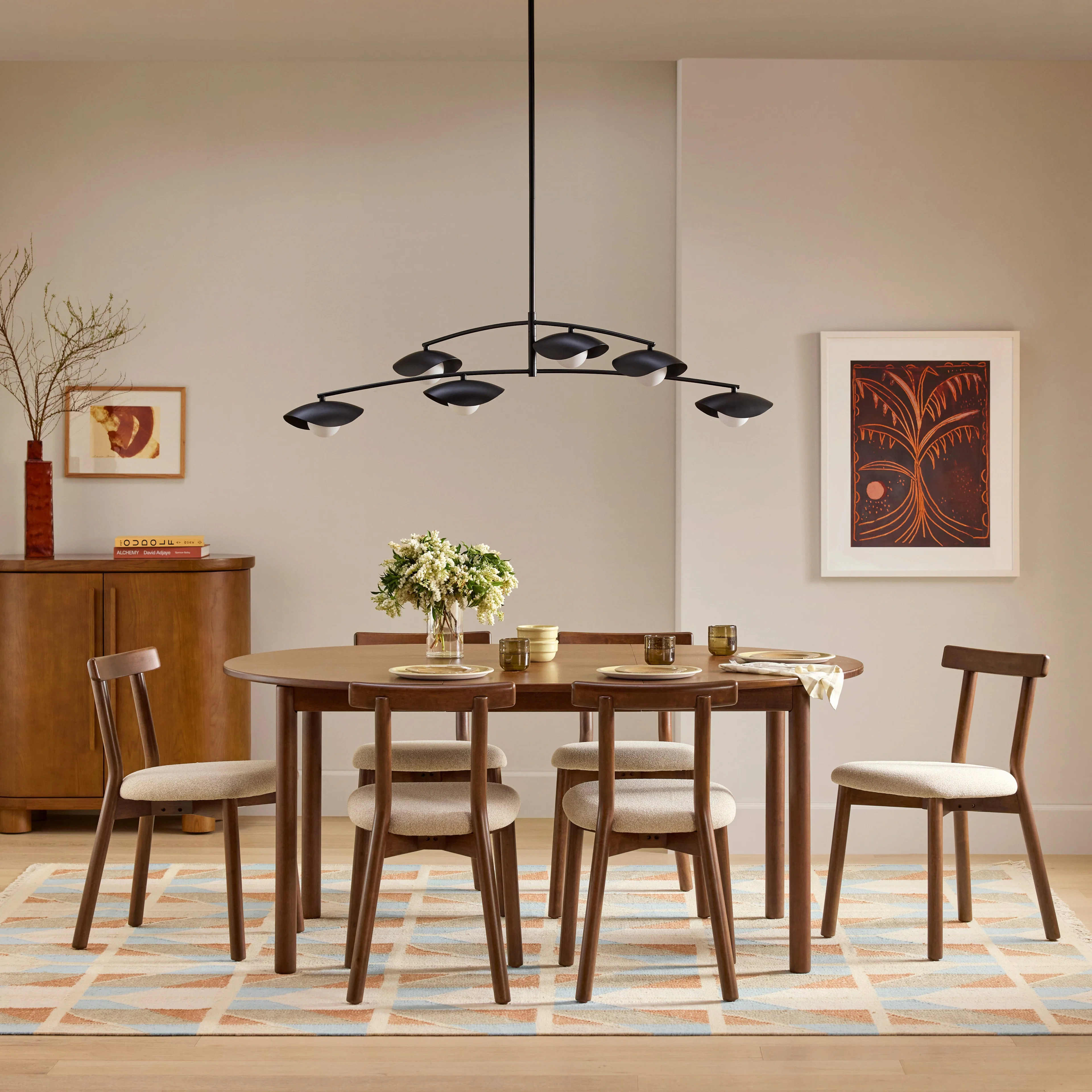Ulka Dining Chair - Walnut and Ratine Buff