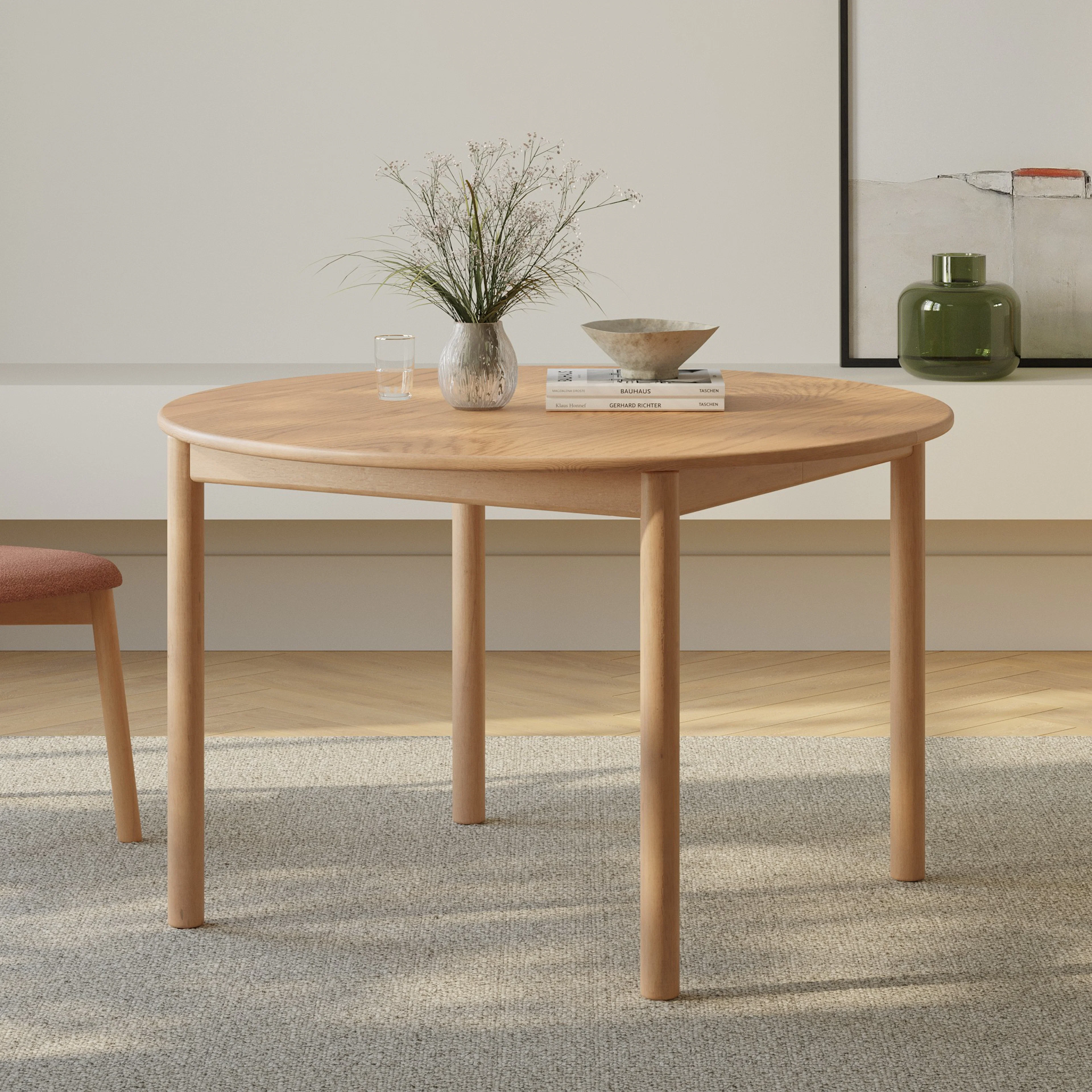Heidi Extendable Round Dining Table - White Oak
