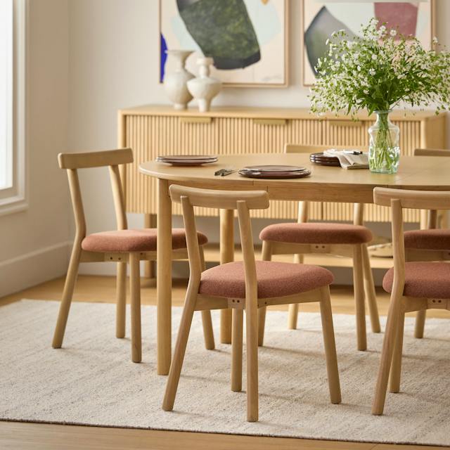 Heidi White Oak Extendable Round Dining Table for 6 | Article