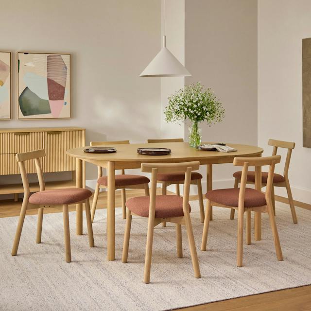Heidi White Oak Extendable Round Dining Table for 6 | Article