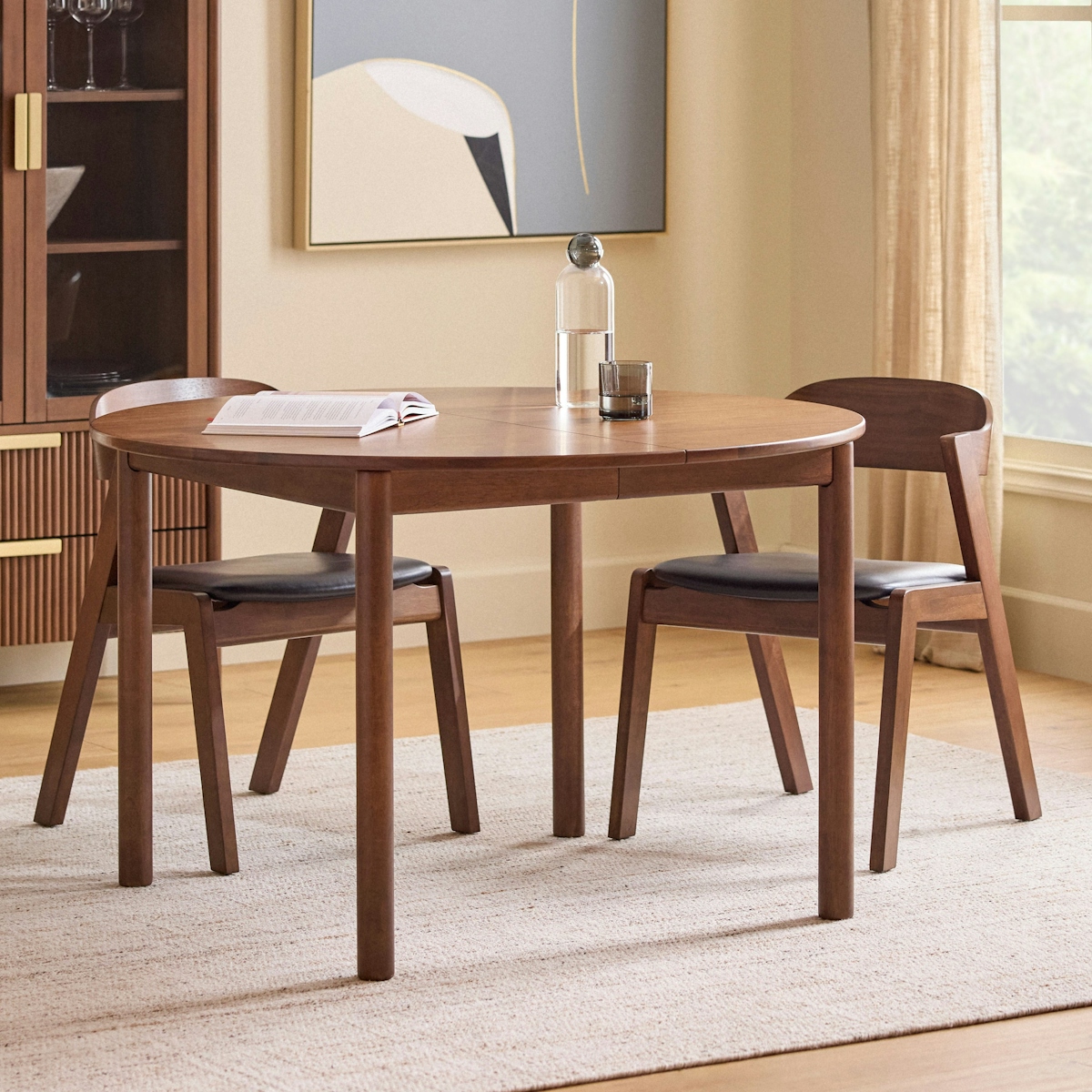 Round Extendable Walnut Heidi Walnut Extendable Round Dining Table for 6 | Article