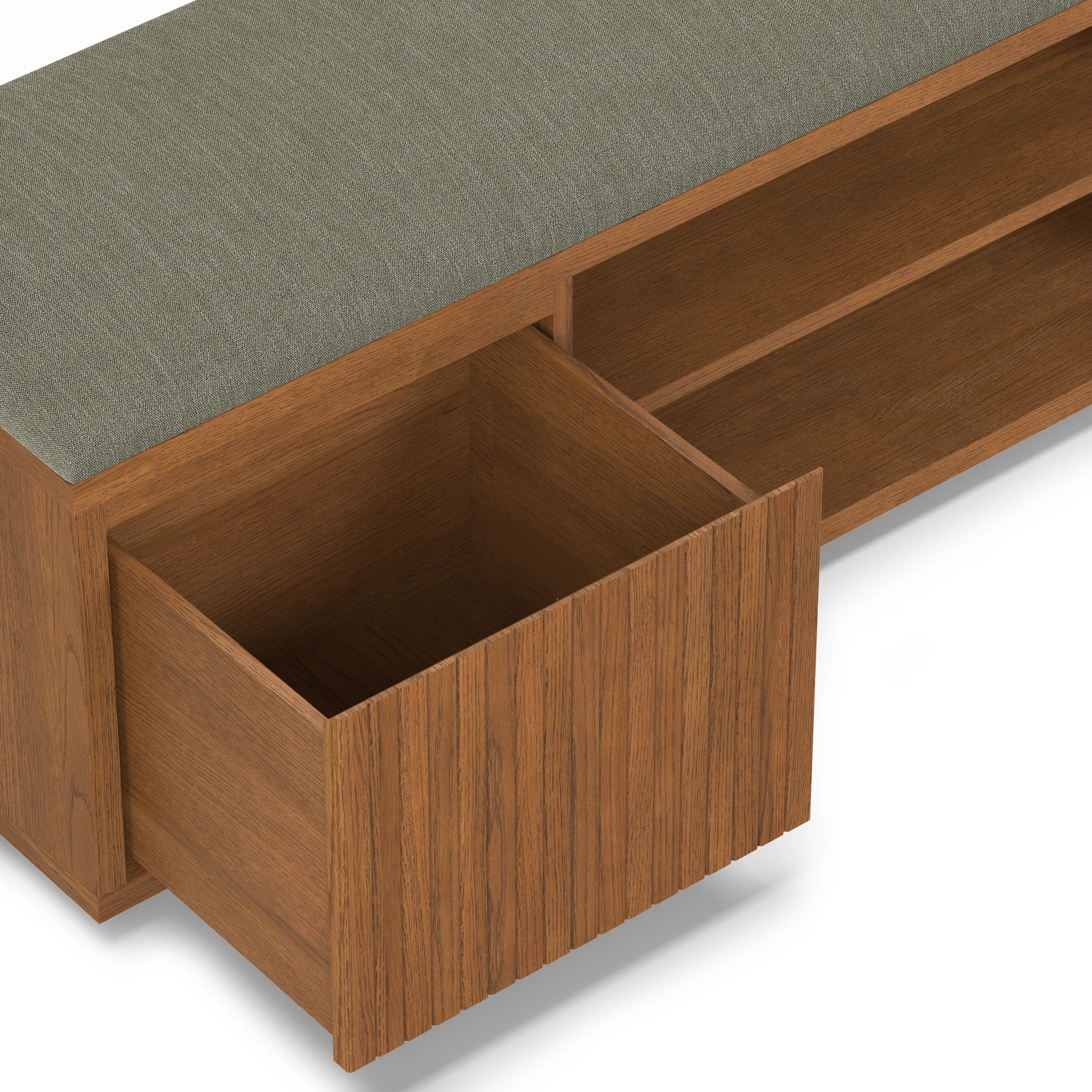 Kouva 47" Bench - Smoked Oak and Algonquin Green