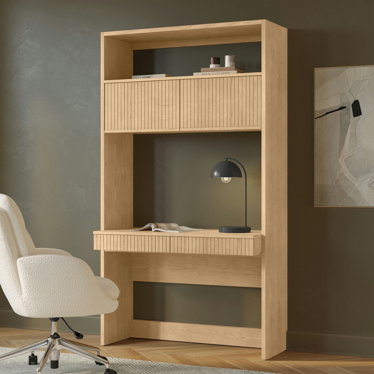 Kouva Natural Oak Modular Wall Desk | Article