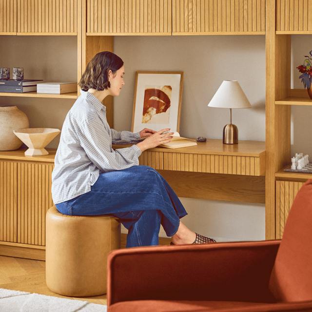 Kouva Natural Oak Modular Wall Desk | Article