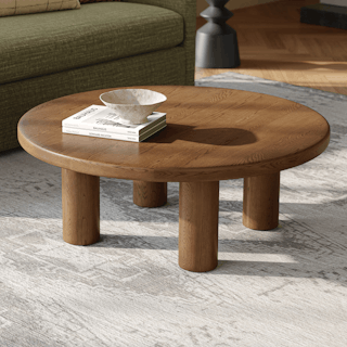 Adel 42" Round Coffee Table - Smoked Oak