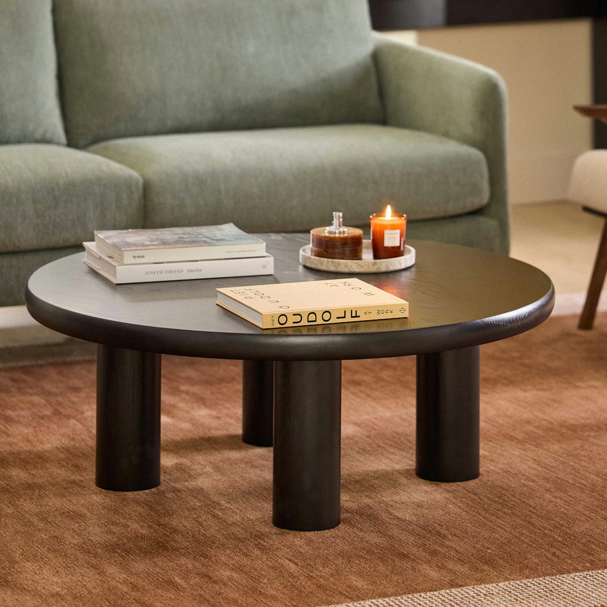 Black Round Coffee Table, 42