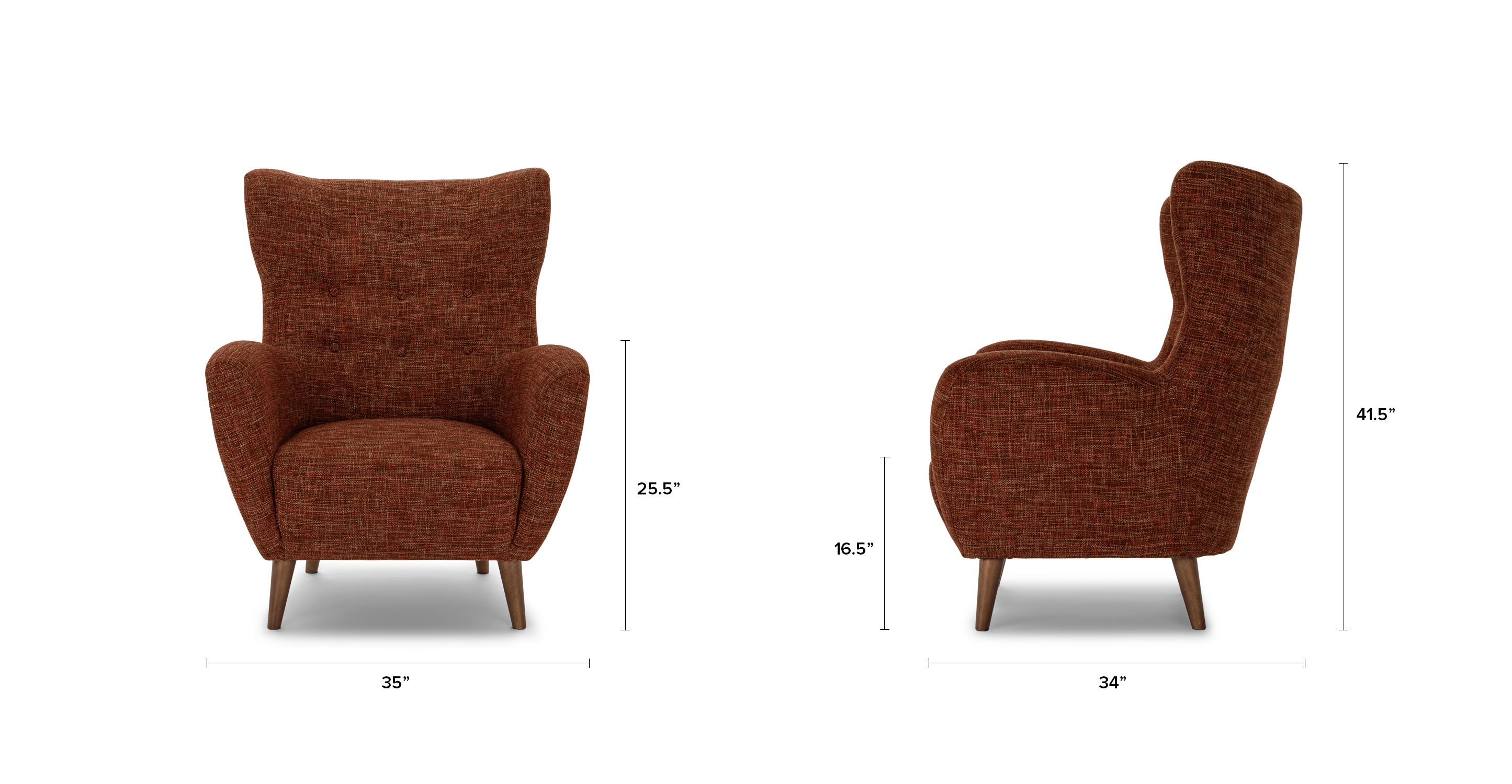 mod orange spice armchair