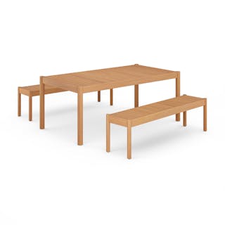 Rosa 75" Outdoor Dining Table Set - Light Eucalyptus