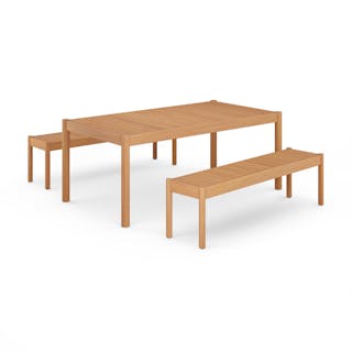 Rosa 75" Outdoor Dining Table Set - Light Eucalyptus