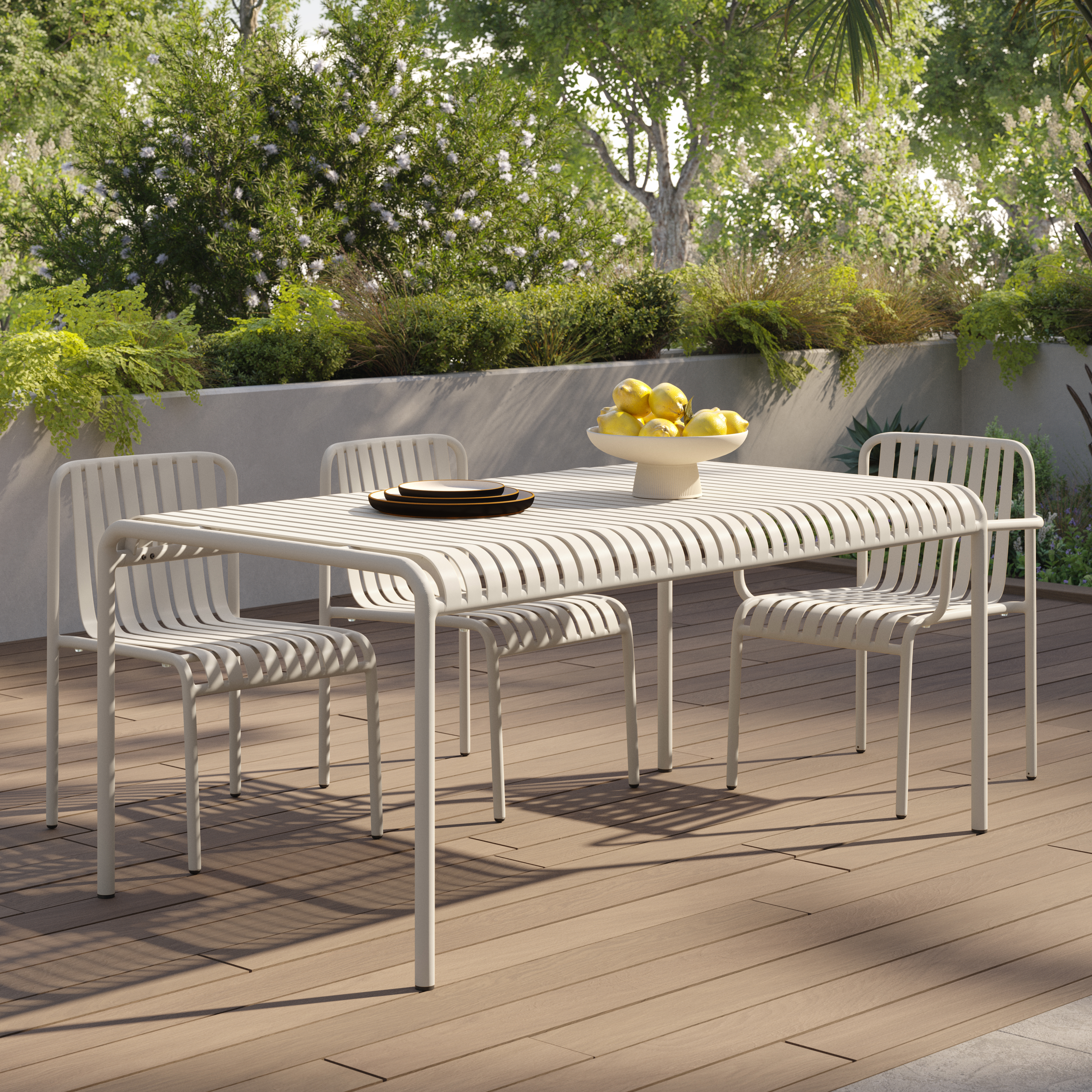 Sarek Taupe Outdoor Metal Dining Table for 6 | Article