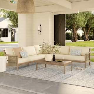 Rosa 110" Outdoor Sectional Set - Dravite Ivory