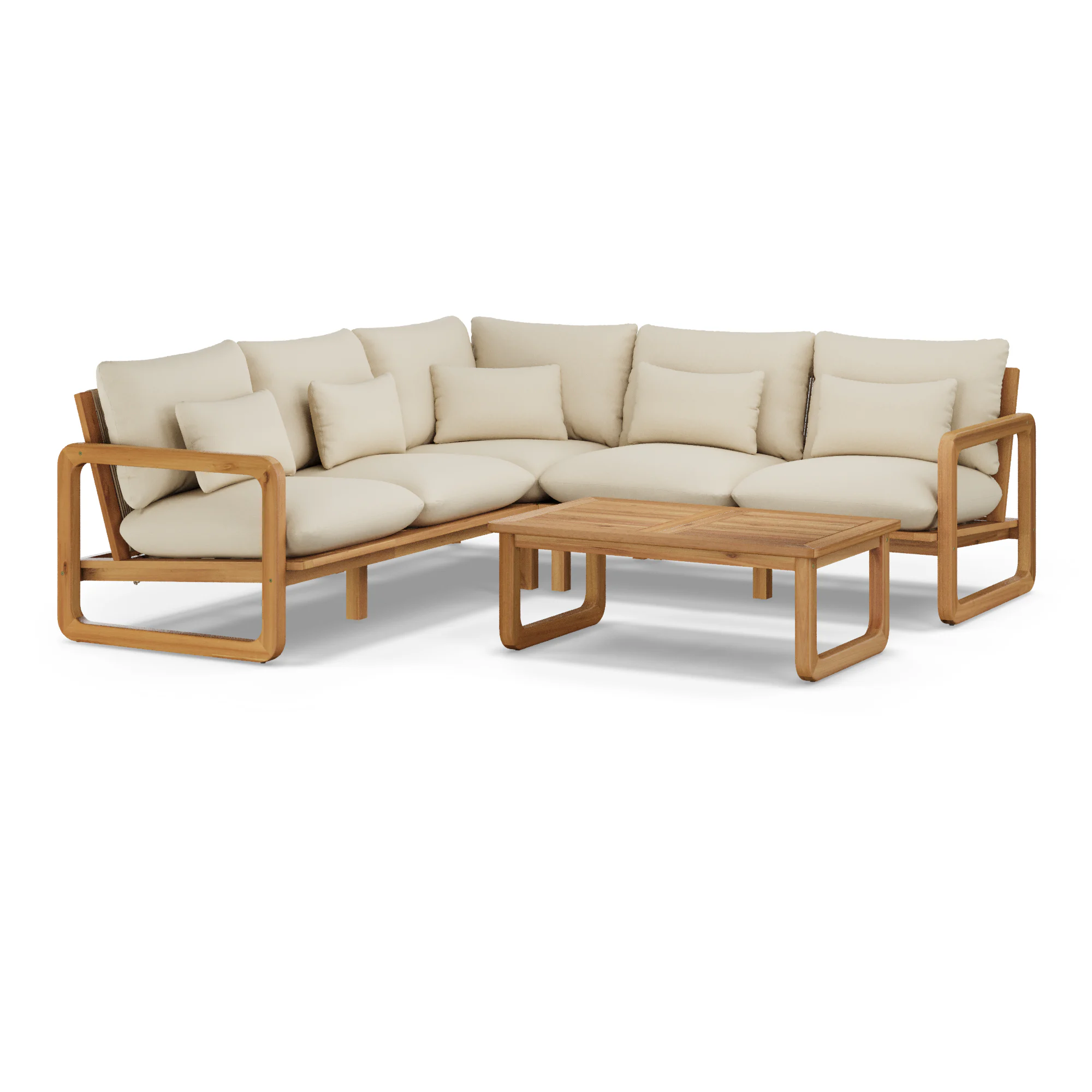 Laholm 94" Outdoor Corner Sectional Set - Dravite Ivory