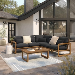 Laholm 94" Outdoor Corner Sectional Set - Dravite Black