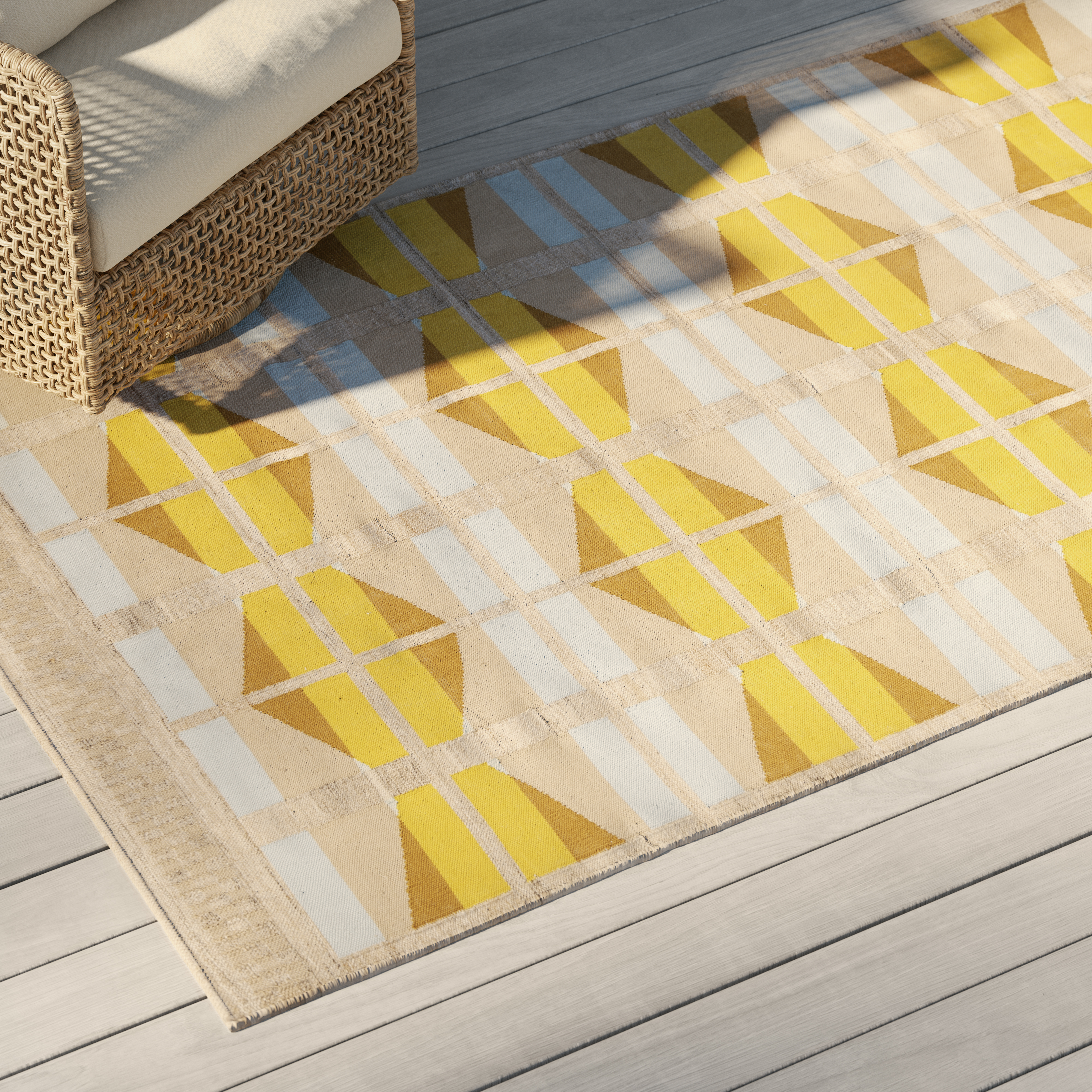 ¥B Sign Rug Yellow ¥ellow Bucks イエローバックス Velma Yellow Indoor/Outdoor Rug 5 x 8 | Article