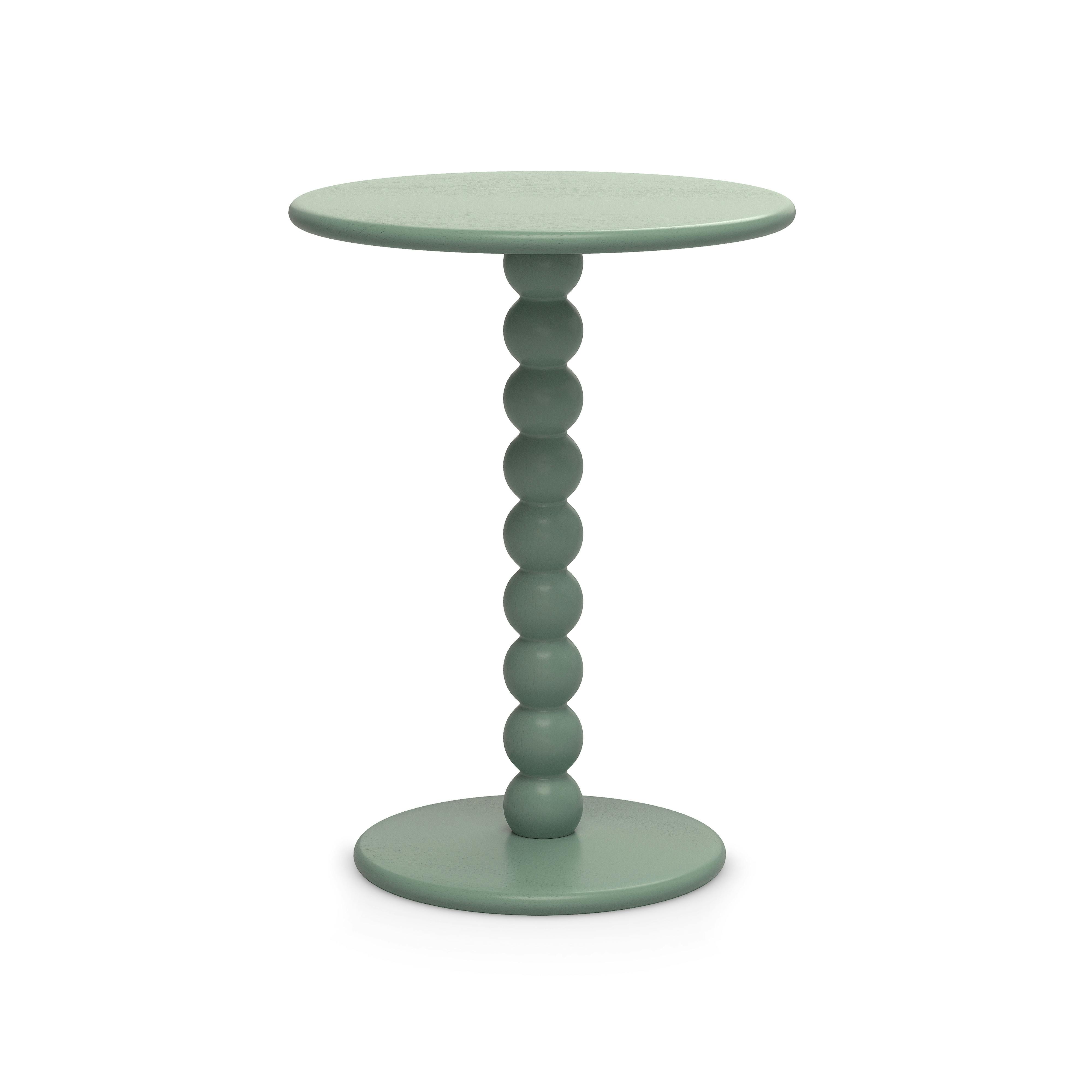 Hallie Norfolk Green Beaded Pedestal Side Table, Solid Wood | Article