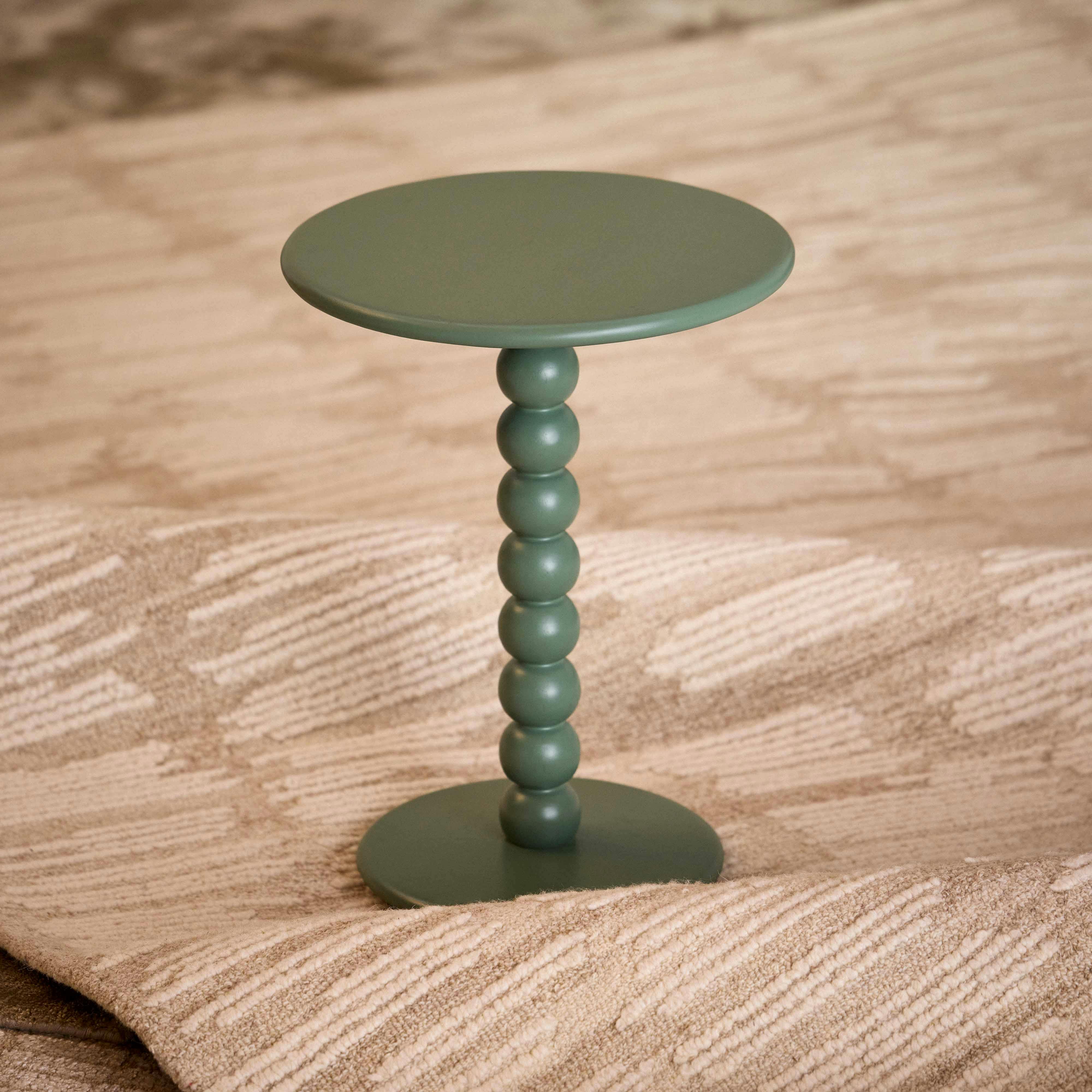 Hallie Norfolk Green Beaded Pedestal Side Table, Solid Wood | Article