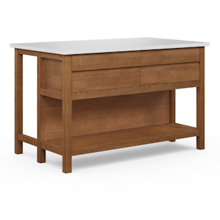 Quincy 57.5" Kitchen Island - Smoked Oak
