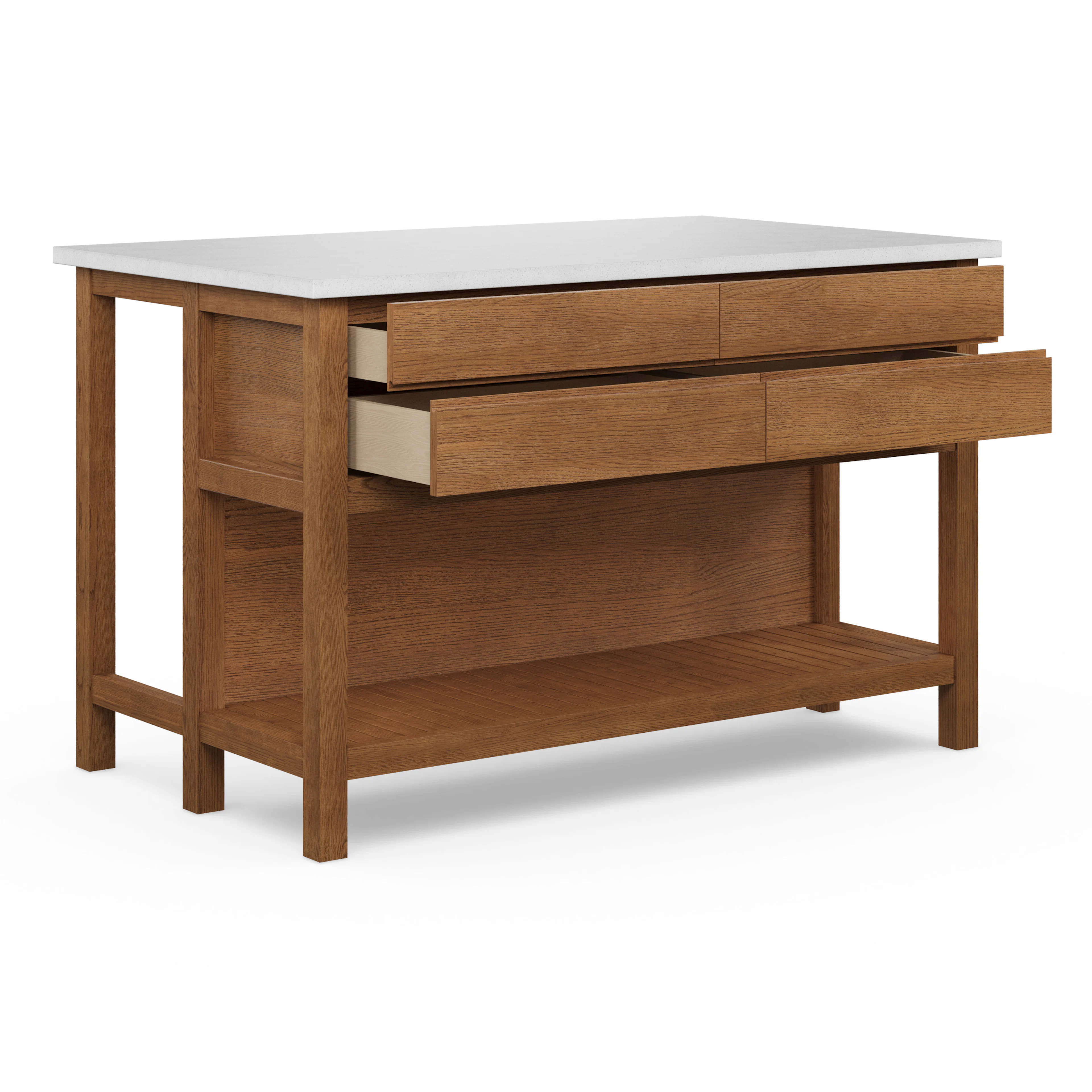 Quincy 57.5" Kitchen Island - Smoked Oak