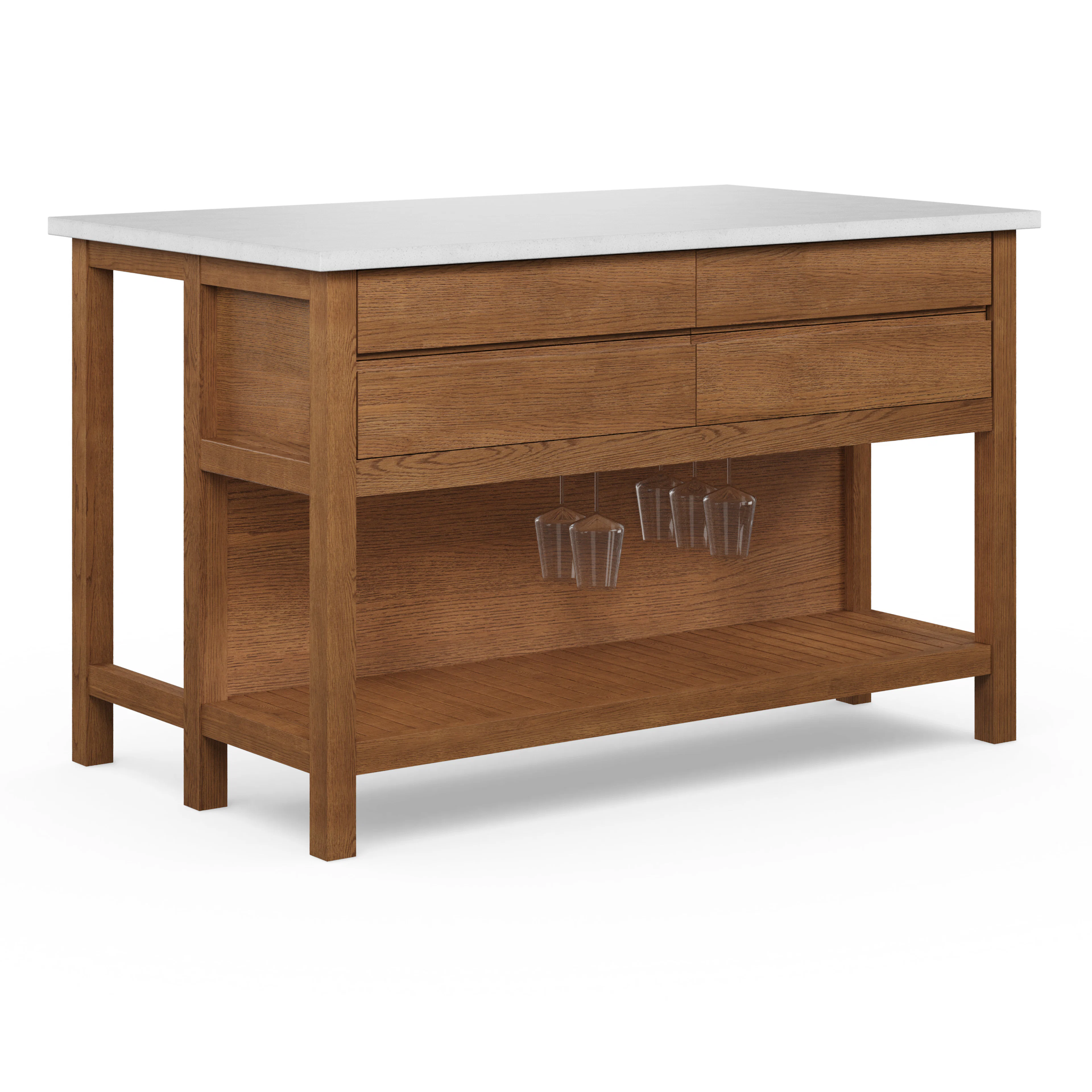 Quincy 57.5" Kitchen Island - Smoked Oak