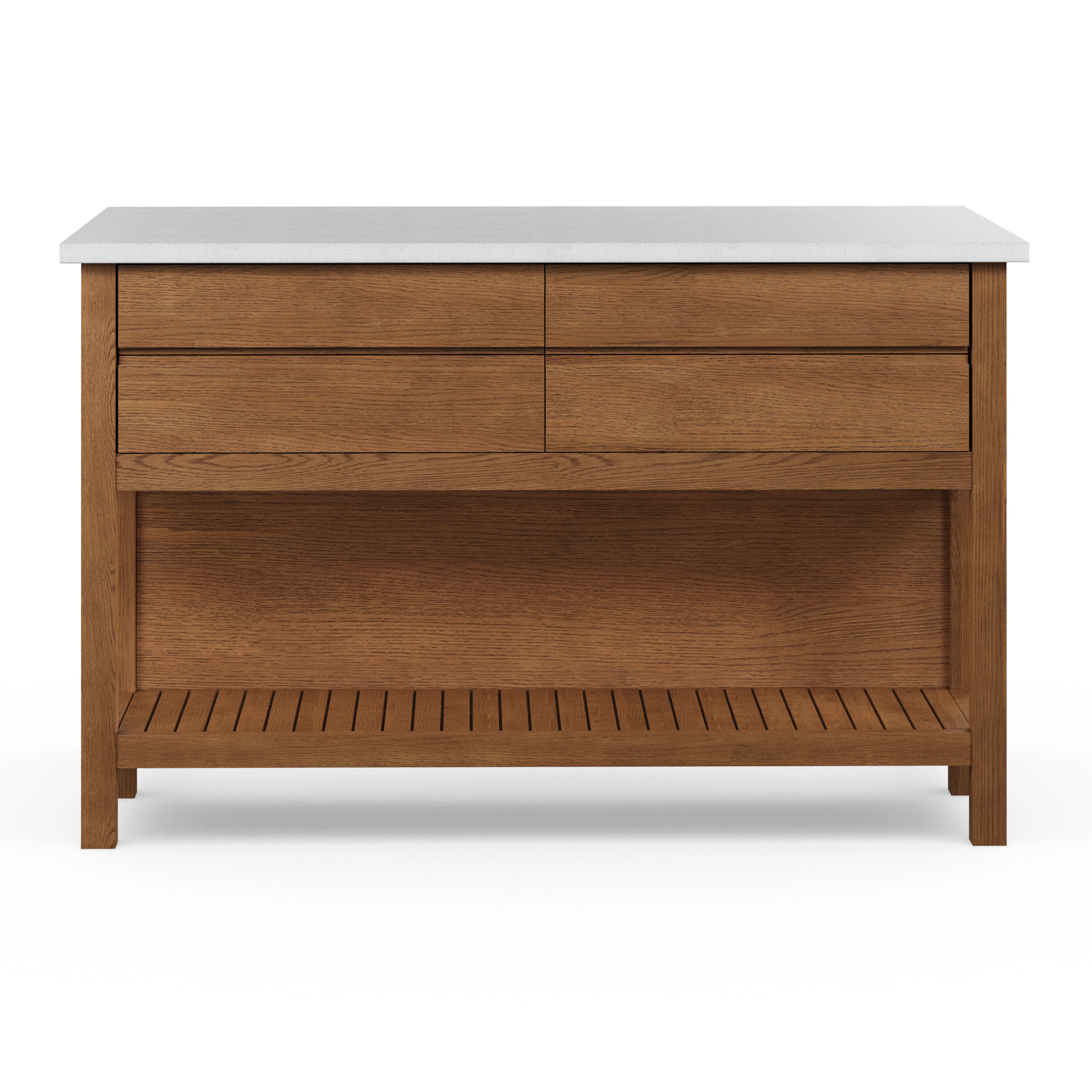 Quincy 57.5" Kitchen Island - Smoked Oak