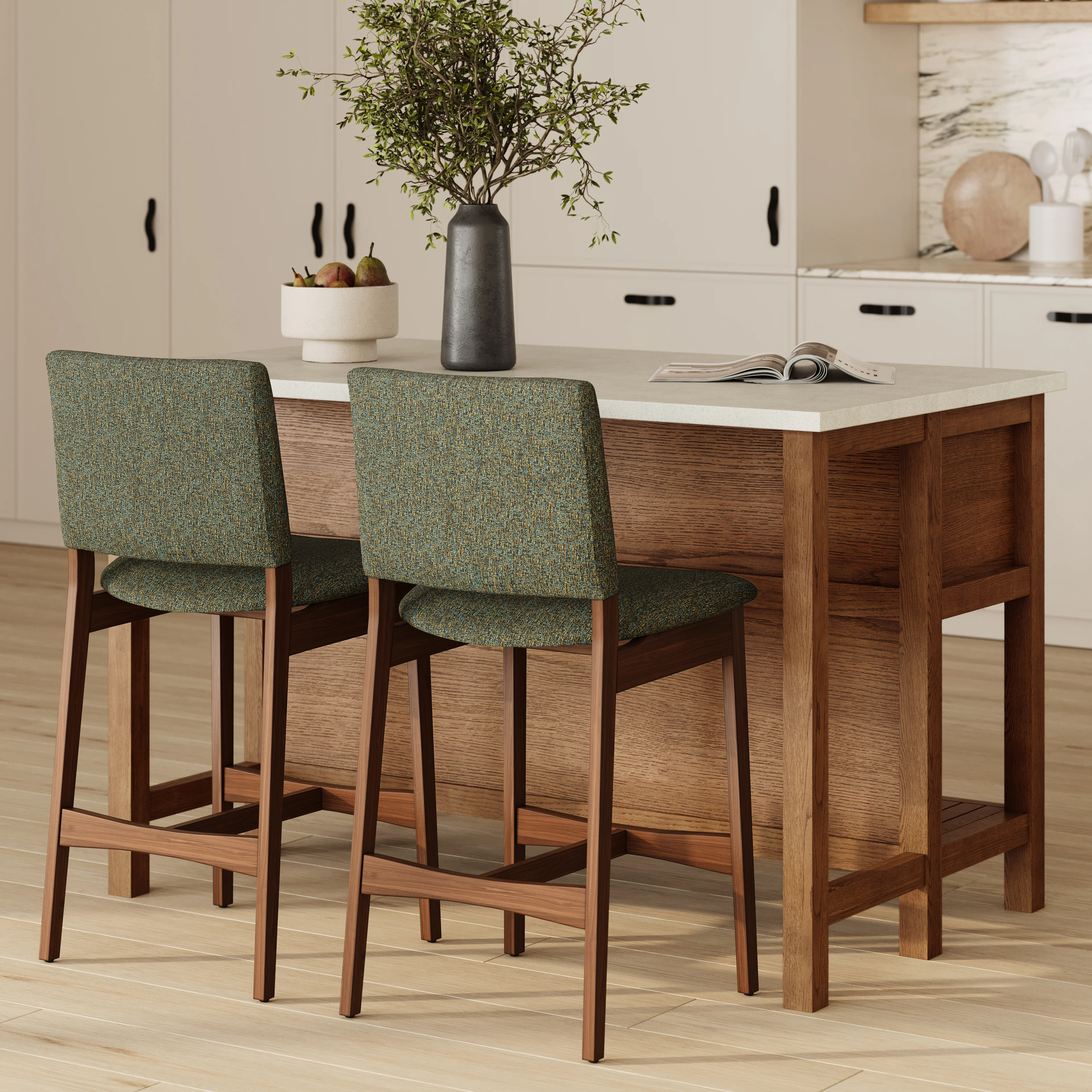 Quincy 57.5" Kitchen Island - Smoked Oak
