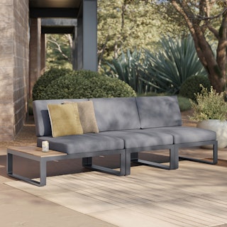 Kezia 96" Outdoor Left Modular Sofa - Whale Gray