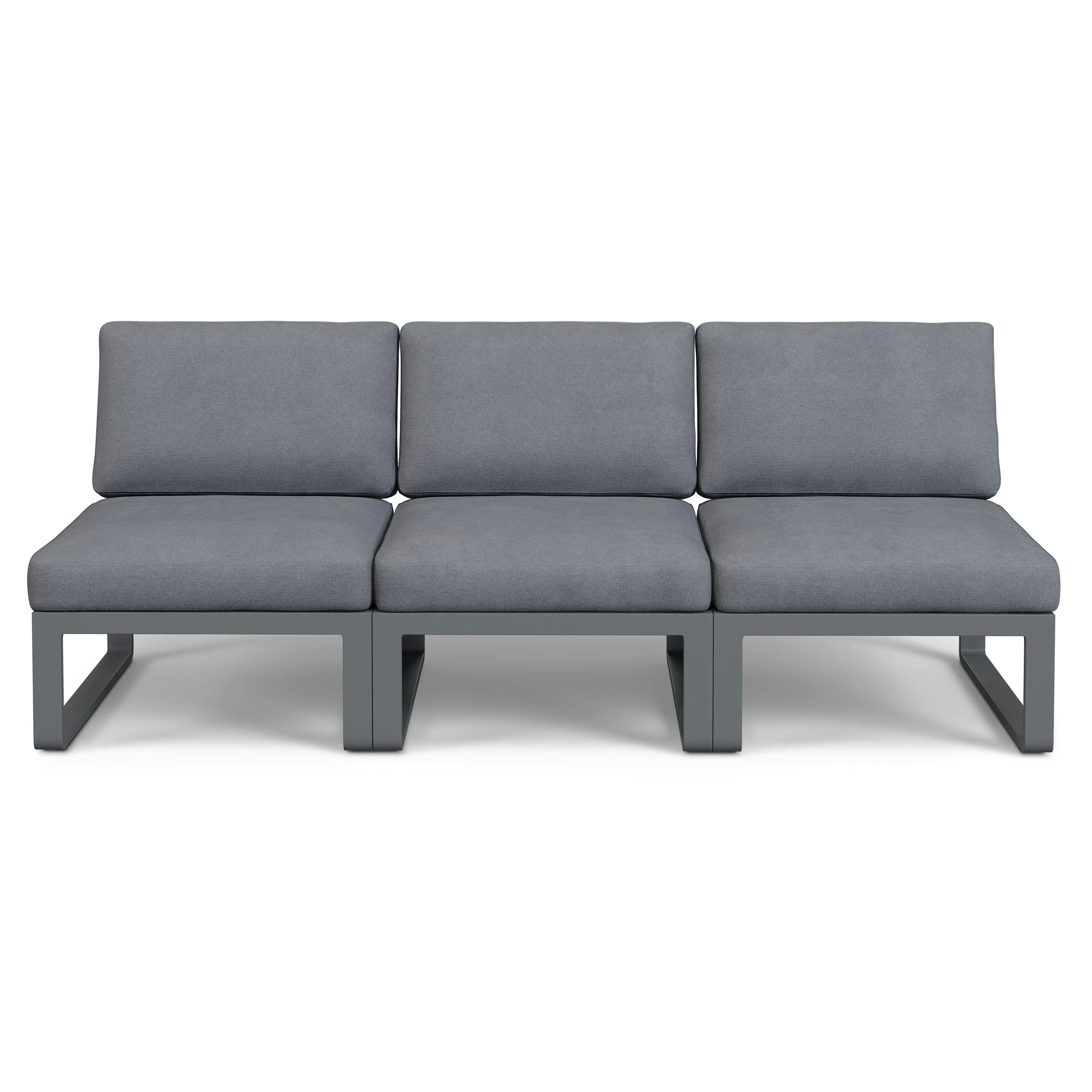 Kezia 84" Outdoor Armless Modular Sofa - Whale Gray