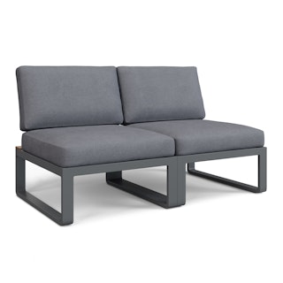 Kezia 56" Outdoor Armless Modular Loveseat - Whale Gray