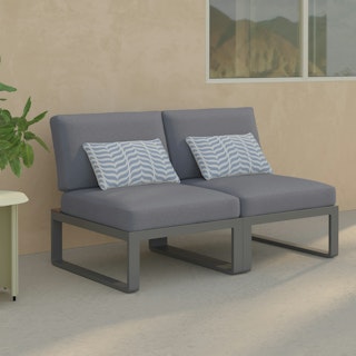 Kezia 56" Outdoor Armless Modular Loveseat - Whale Gray