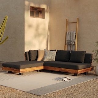 Lubek 82.5" Outdoor Low Left Sectional Set - Slate Gray