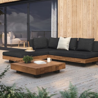 Lubek 82.5" Outdoor Low Left Sectional Set - Slate Gray