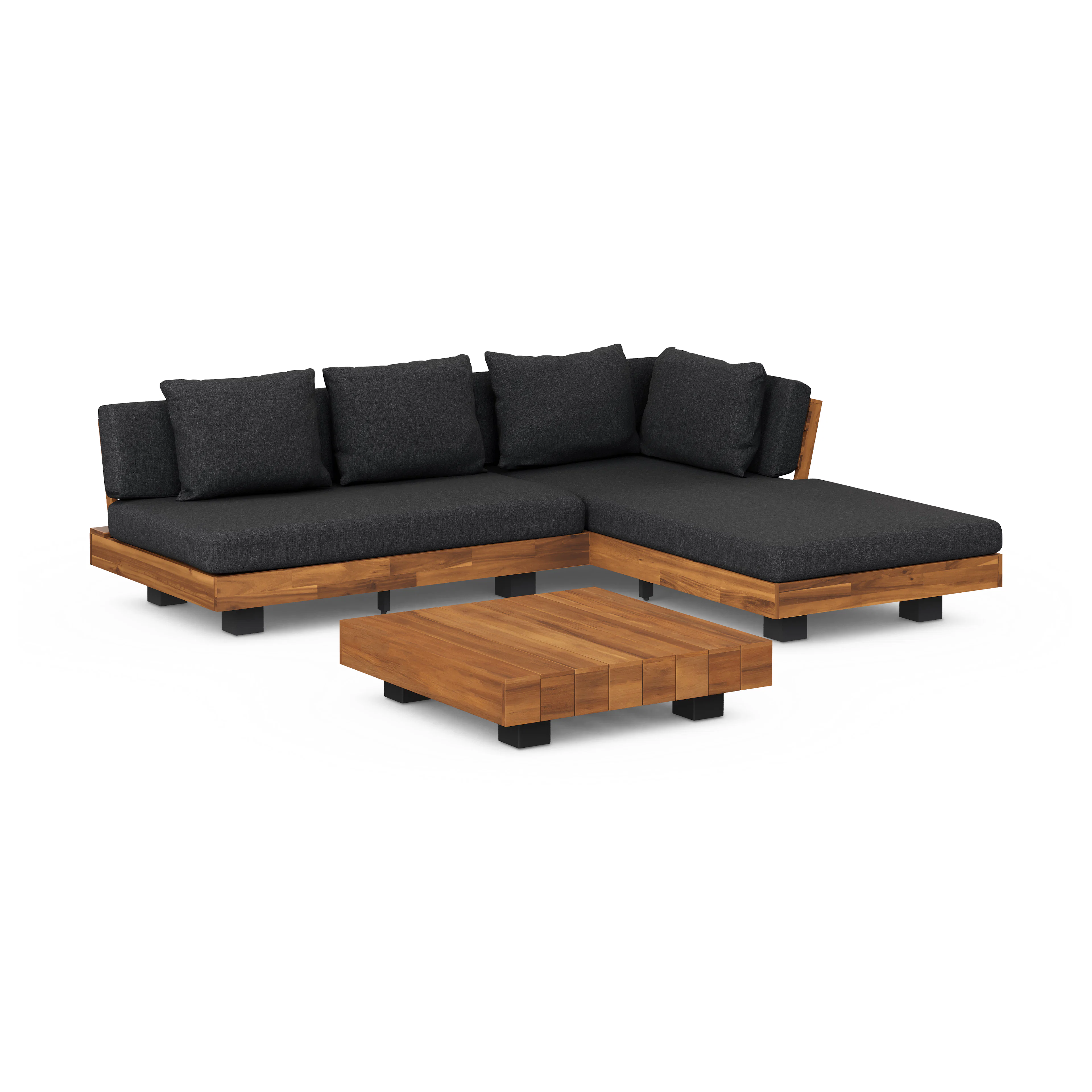 Lubek 82.5" Outdoor Low Right Sectional Set - Slate Gray