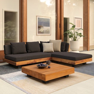 Lubek 82.5" Outdoor Low Right Sectional Set - Slate Gray