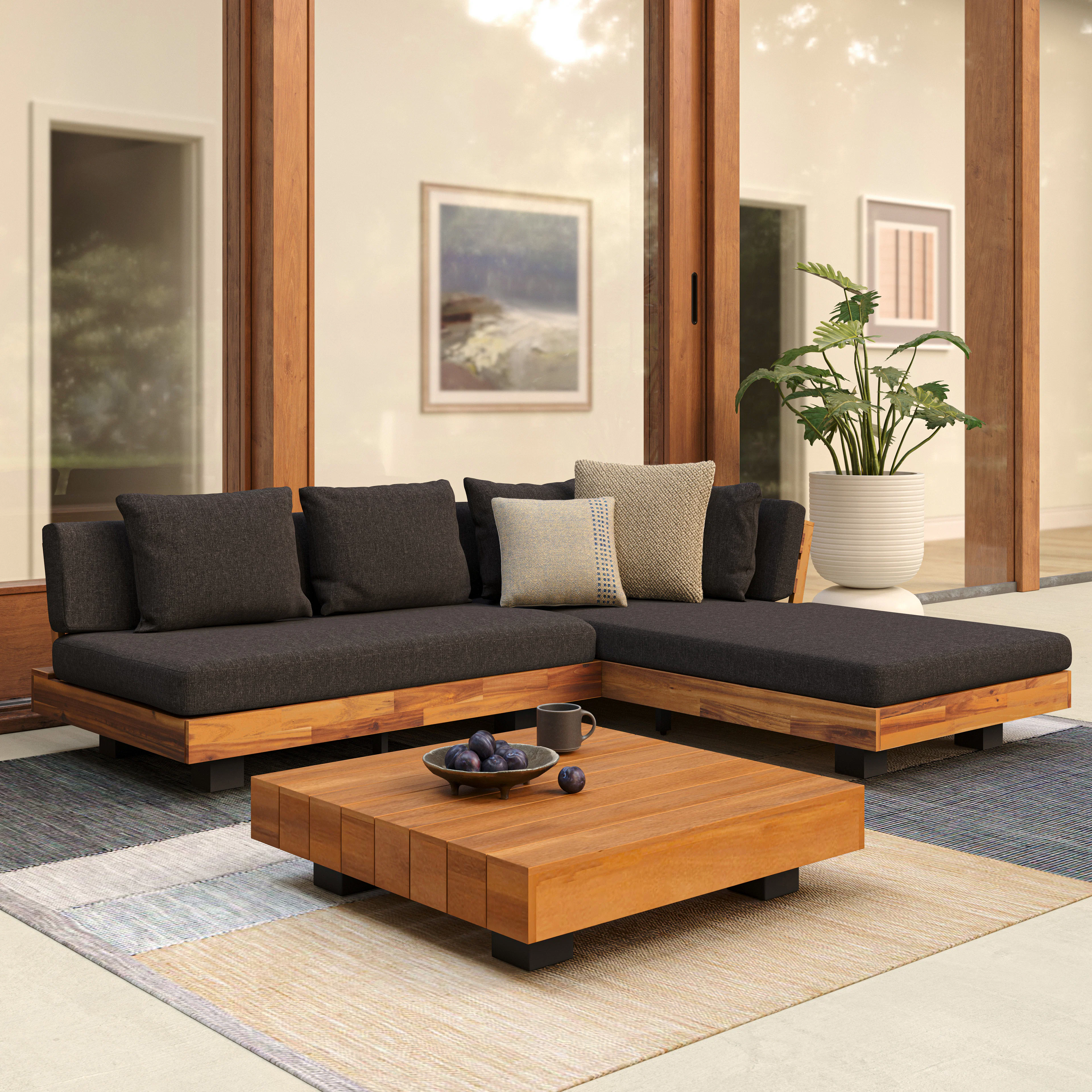 Lubek 82.5" Outdoor Low Right Sectional - Slate Gray