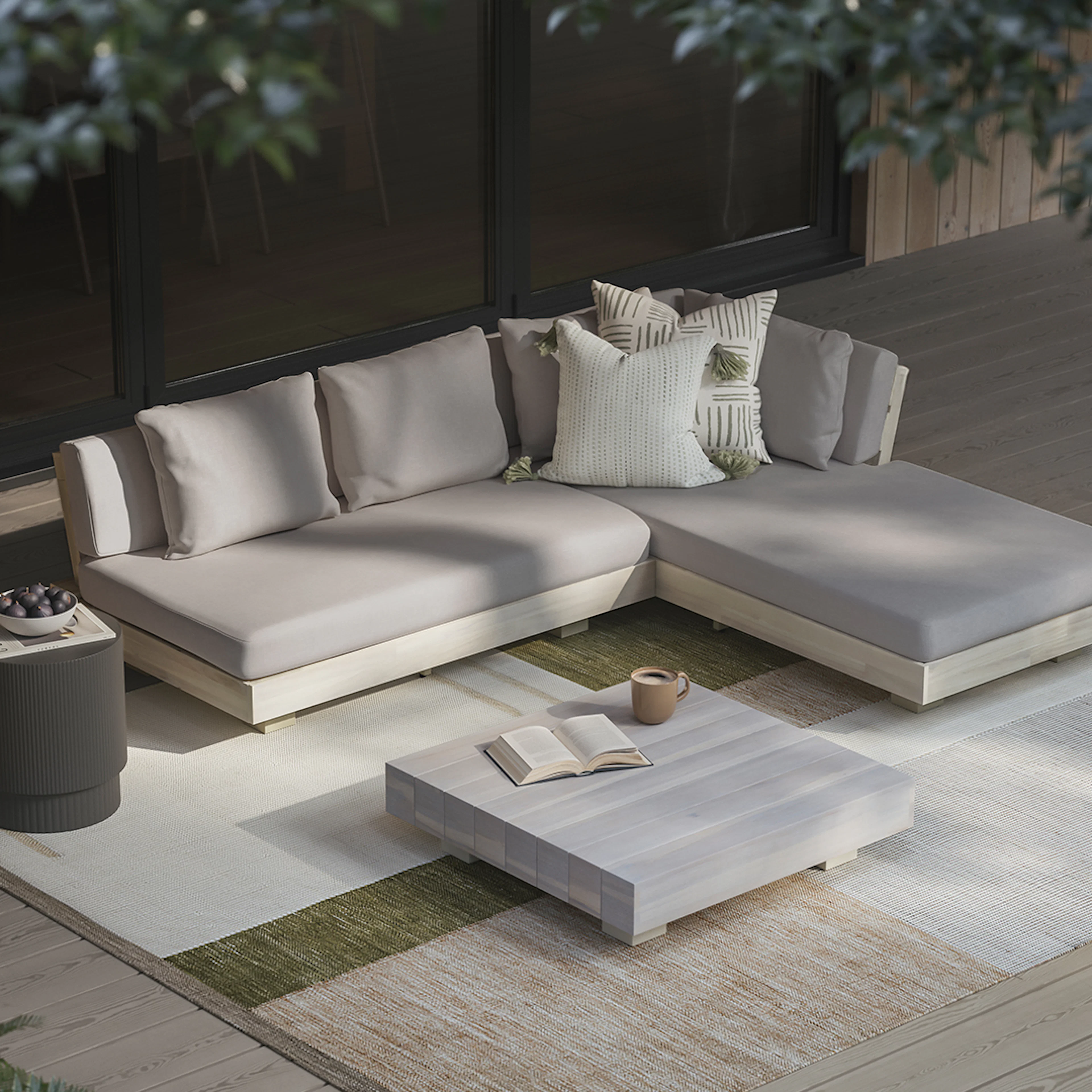 Lubek 82.5" Outdoor Low Right Sectional Set - Beach Sand