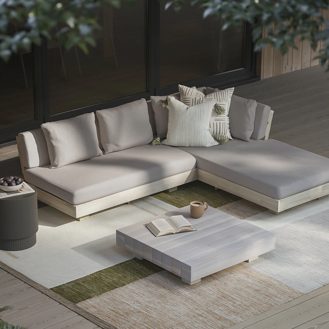 Lubek 82.5" Outdoor Low Right Sectional Set - Beach Sand