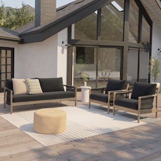 Rosa 80" Outdoor Sofa Lounge Set - Dravite Black