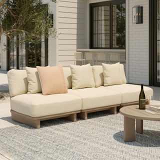 Daphne 102" Outdoor Armless Modular Sofa - Dravite Ivory