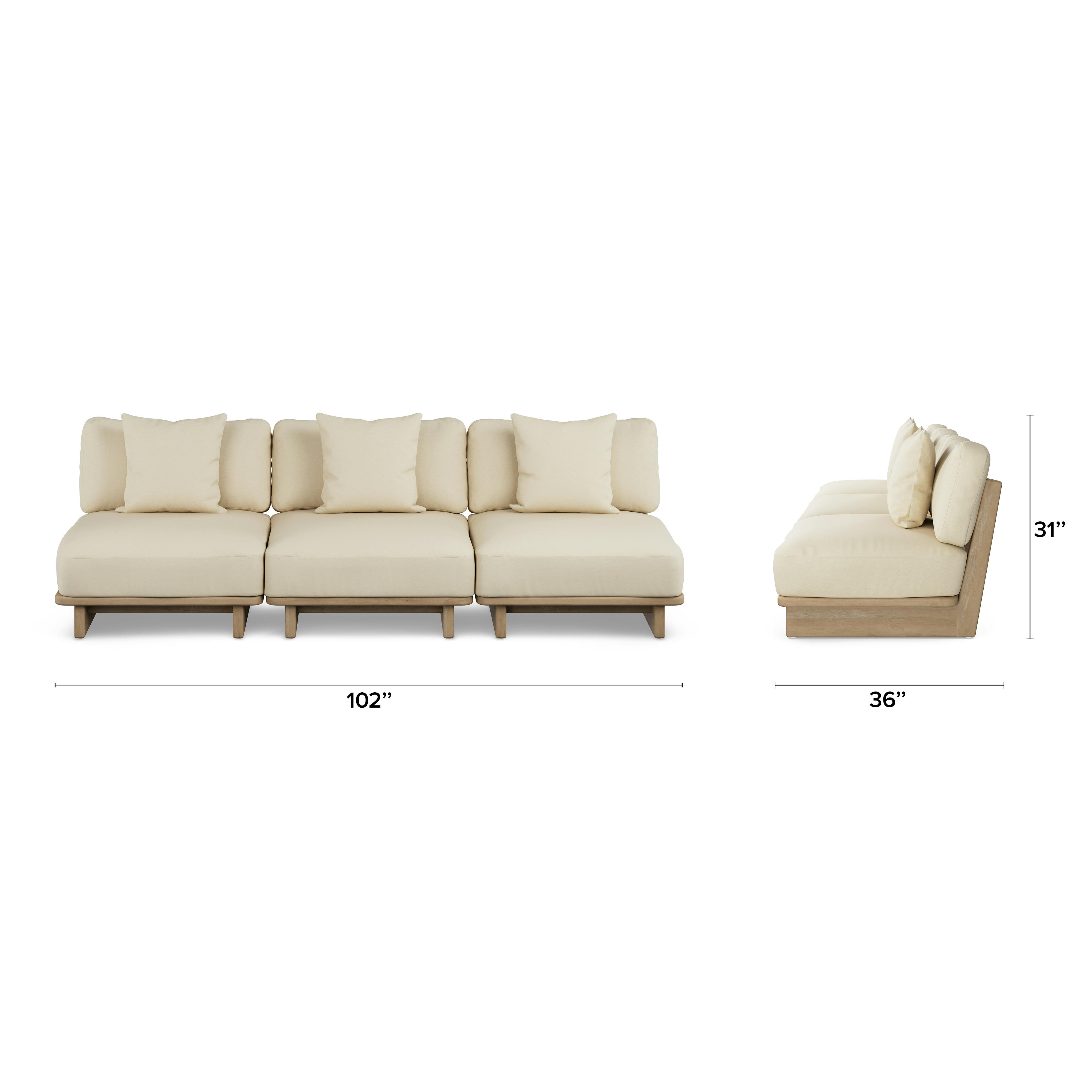 デシモーネ ２点セット Daphne Dravite Ivory Solid Wood Outdoor Armless Modular Sofa | Article