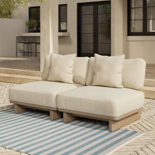 Daphne 68" Outdoor Armless Modular Loveseat - Dravite Ivory