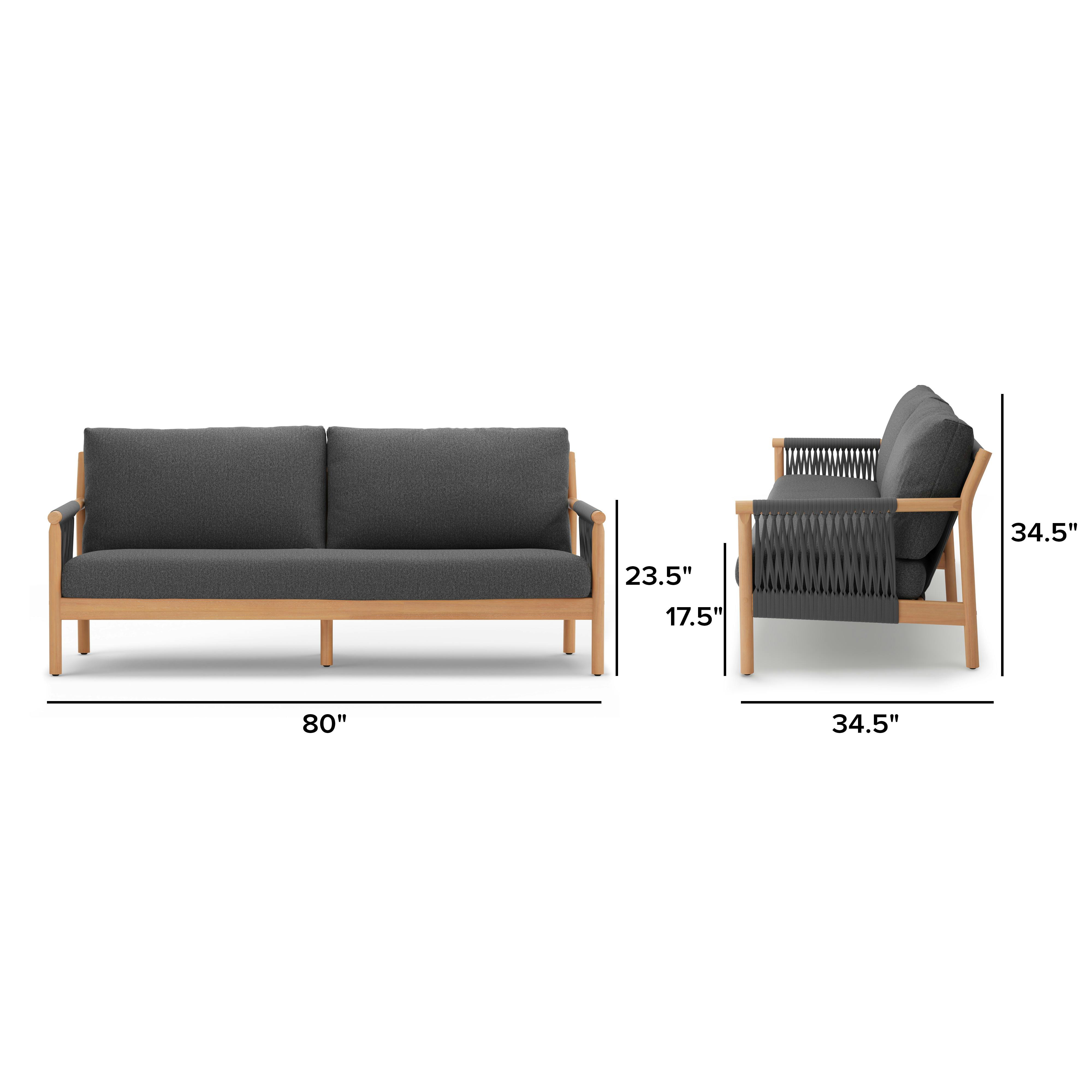 Rosa Dravite Black & Solid Eucalyptus Outdoor Sofa | Article