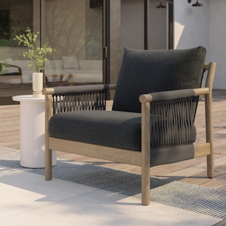 Rosa 34.5" Outdoor Lounge Chair - Dravite Black