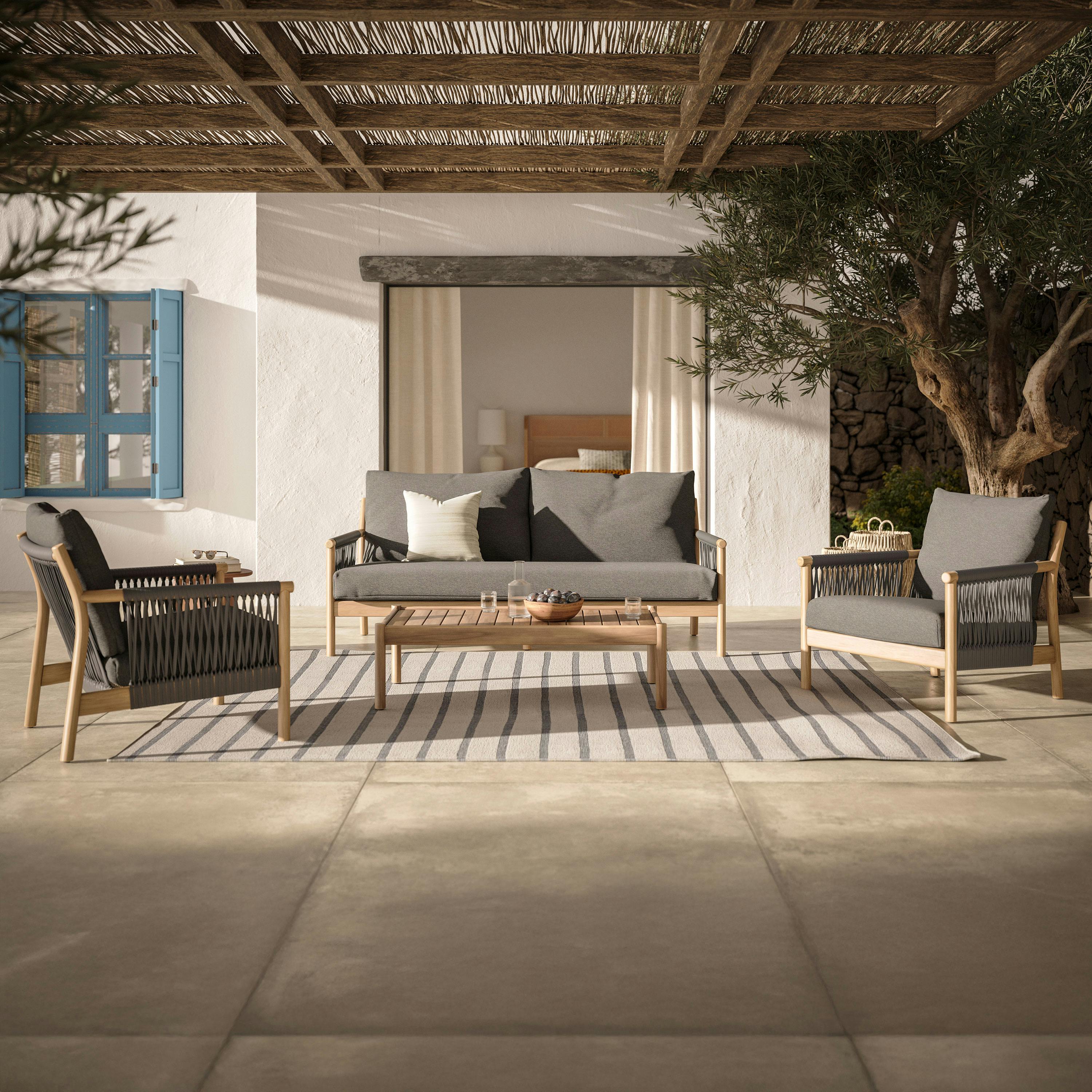 Rosa Dravite Black & Solid Eucalyptus Outdoor Lounge Chair | Article