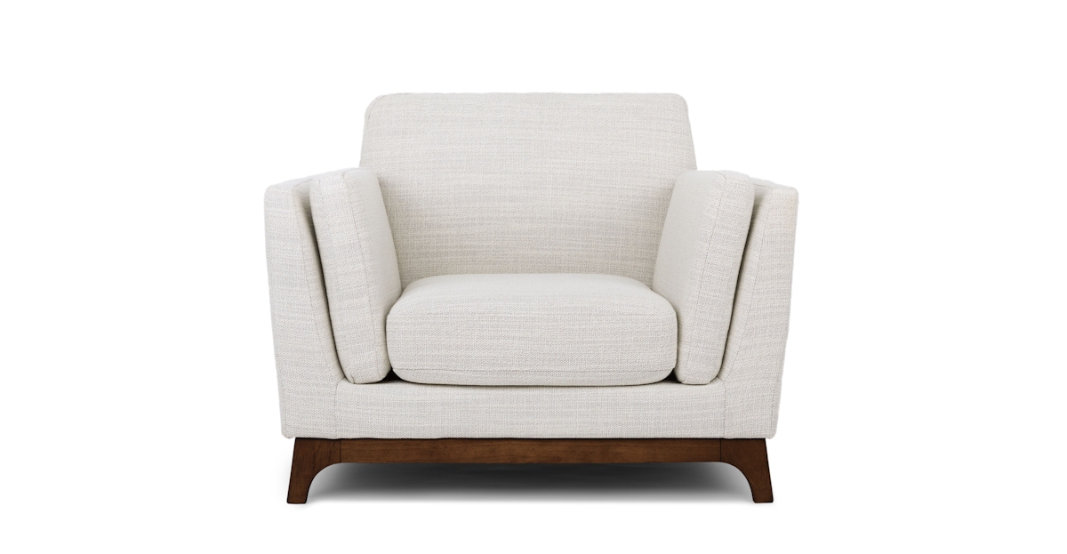 Ceni Walnut & Fresh White Fabric Armchair Article