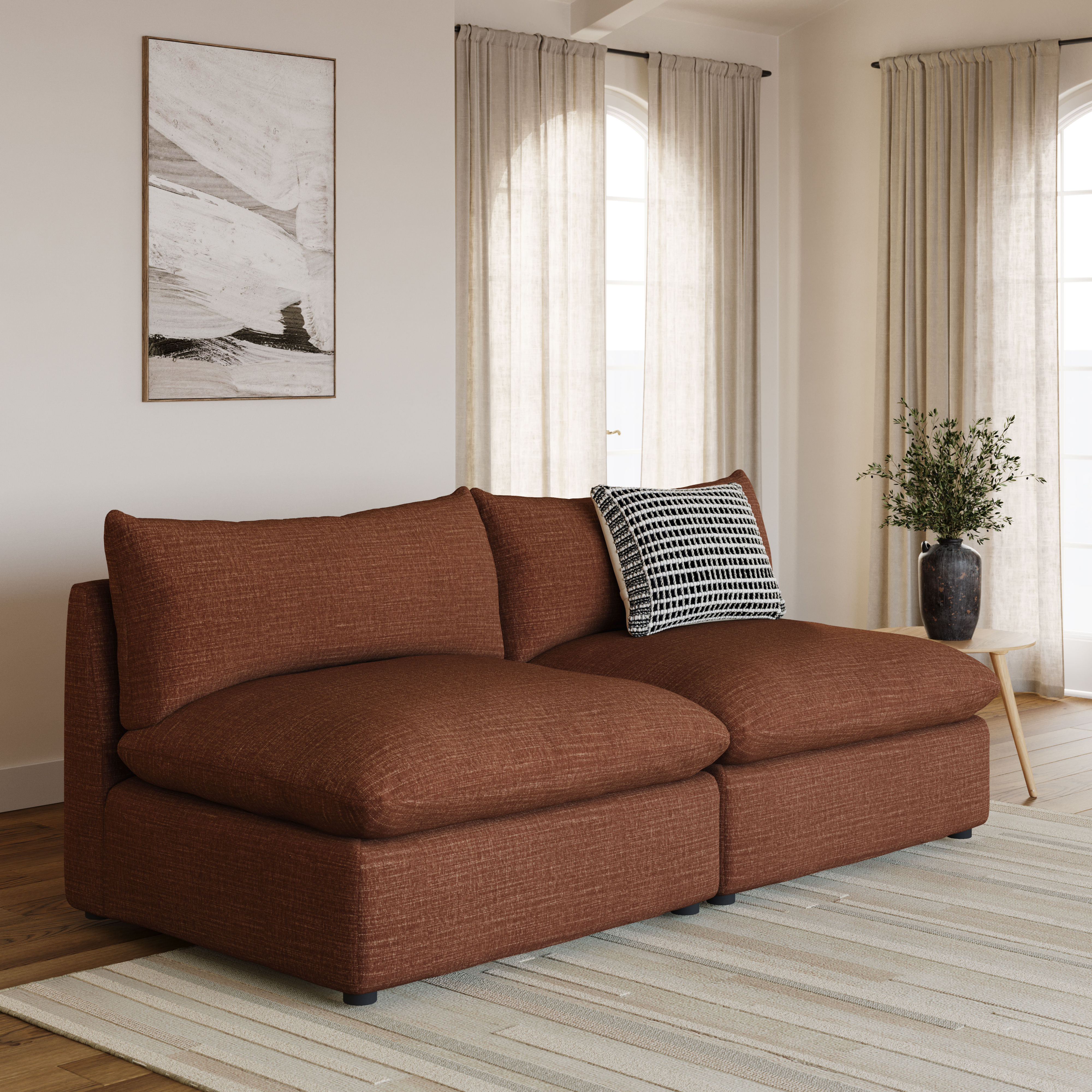 Leigh Napa Rust Armless Modular Love Seat | Article