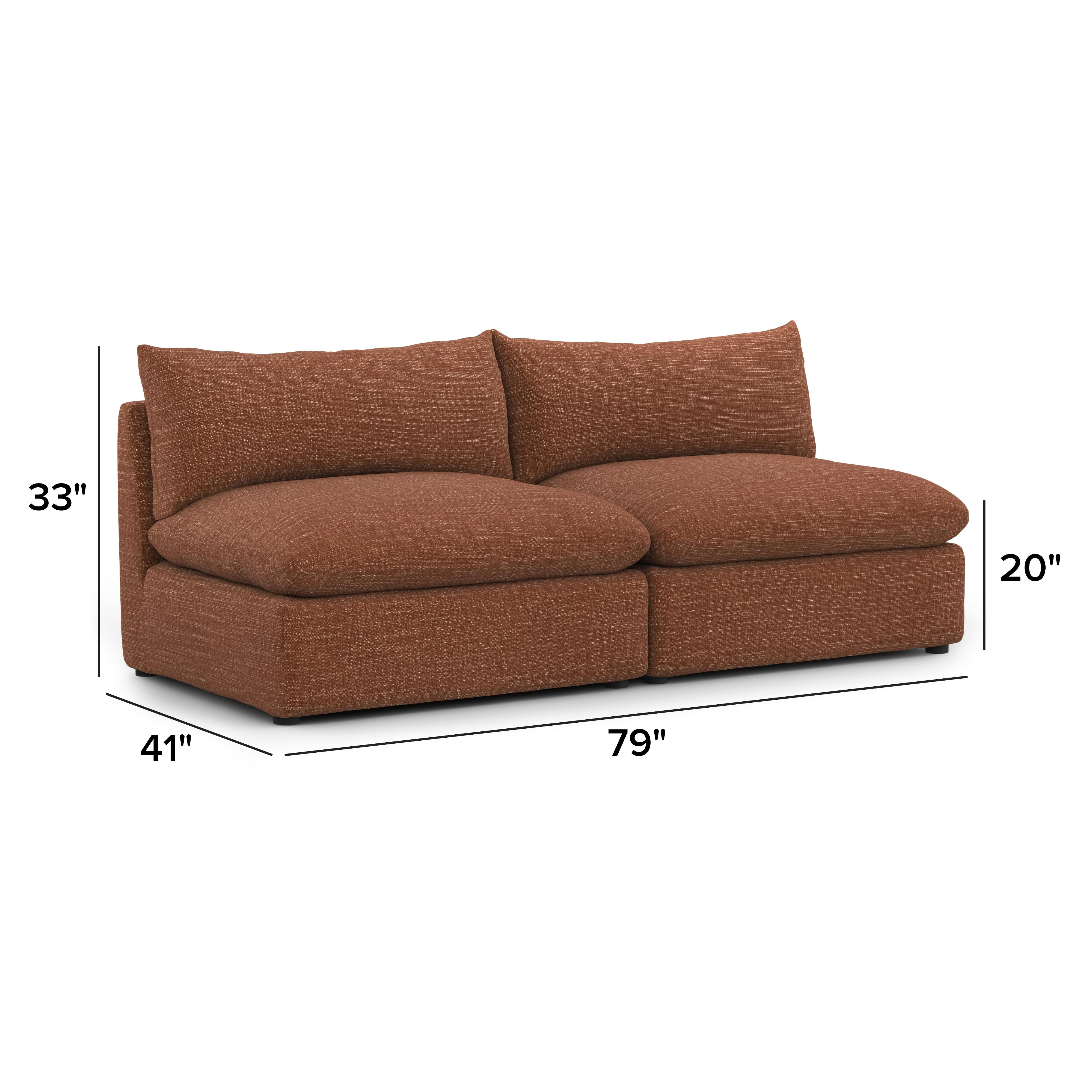 Leigh Napa Rust Armless Modular Love Seat | Article