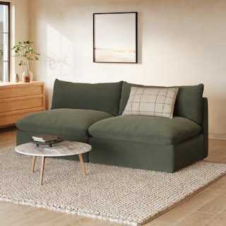 Leigh 79" Velvet Armless Modular Sofa - Hale Fir Green