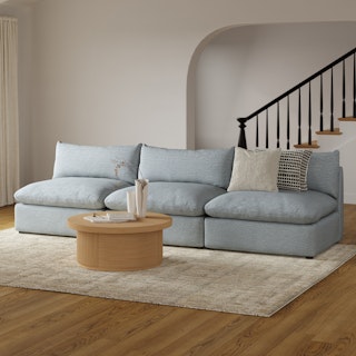 Leigh 118" Armless Modular Sofa - Silver Light Blue