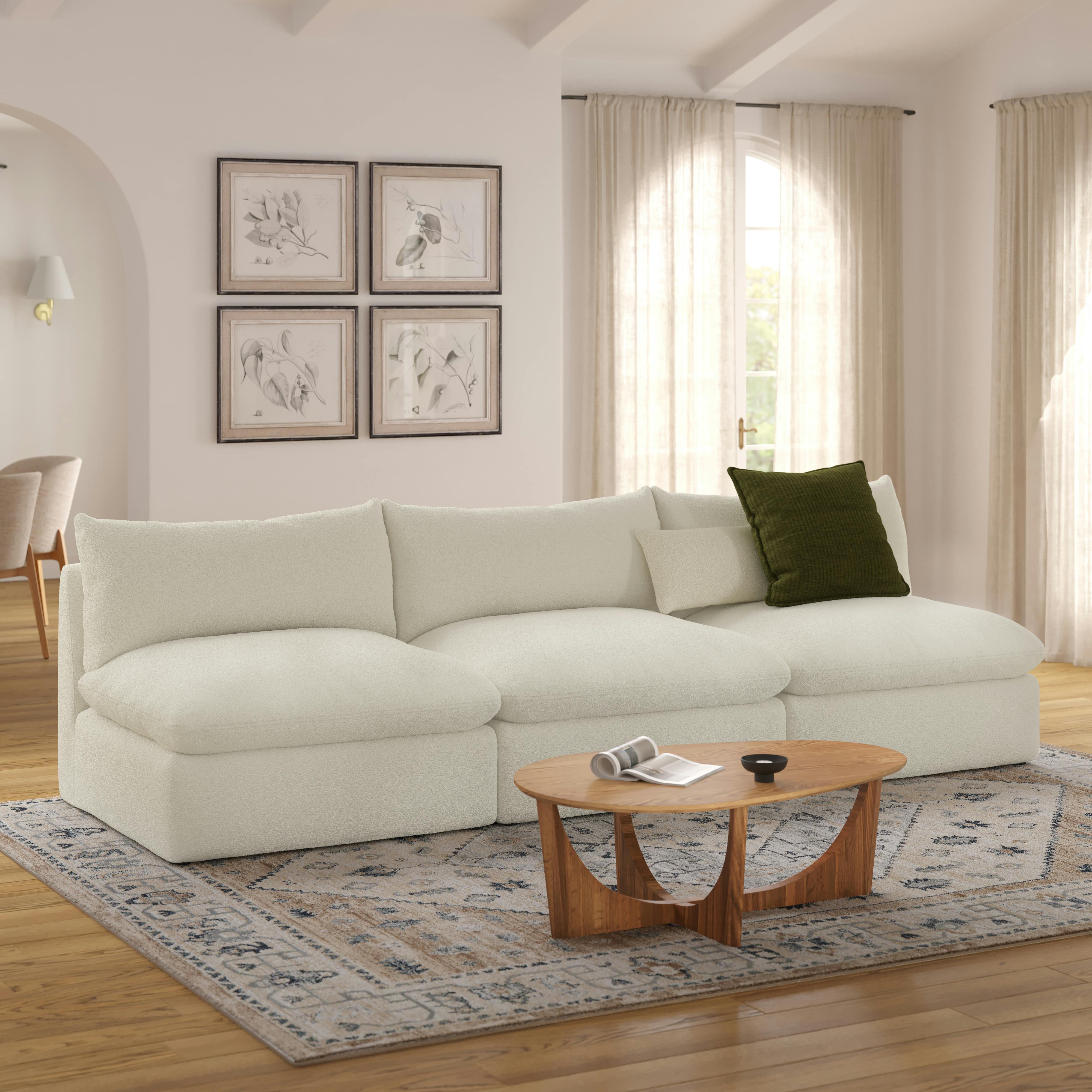 Leigh Ivory Wool Bouclé Armless Modular Sofa | Article